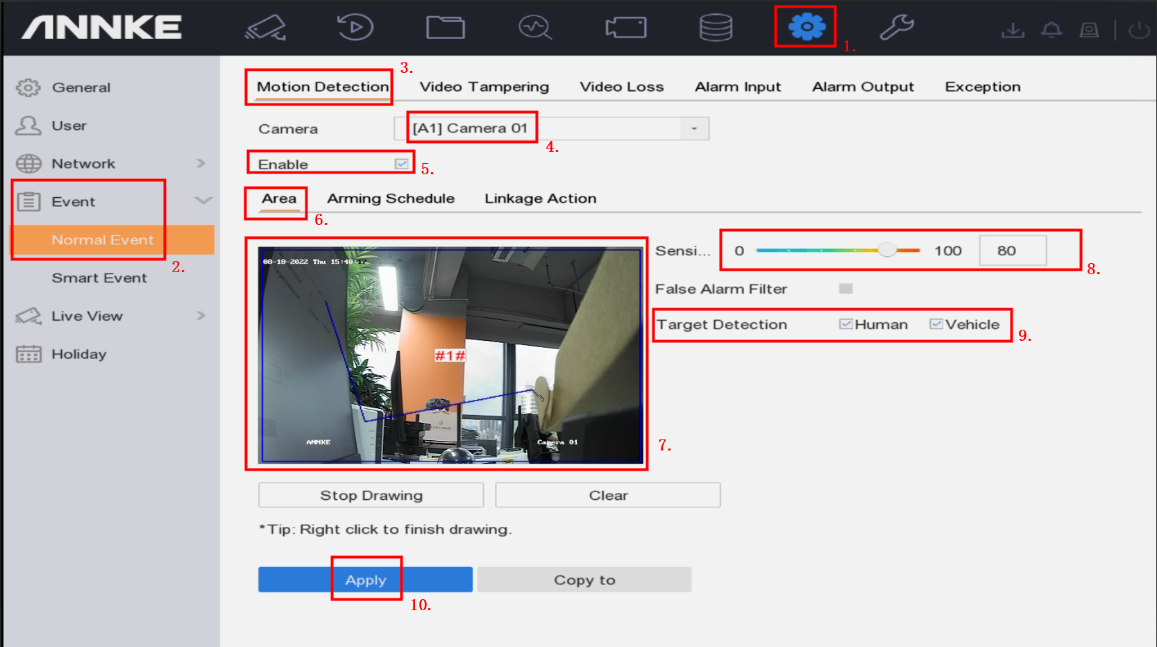 Annke Vision How to Setup Motion Detection Recording? (AI detection