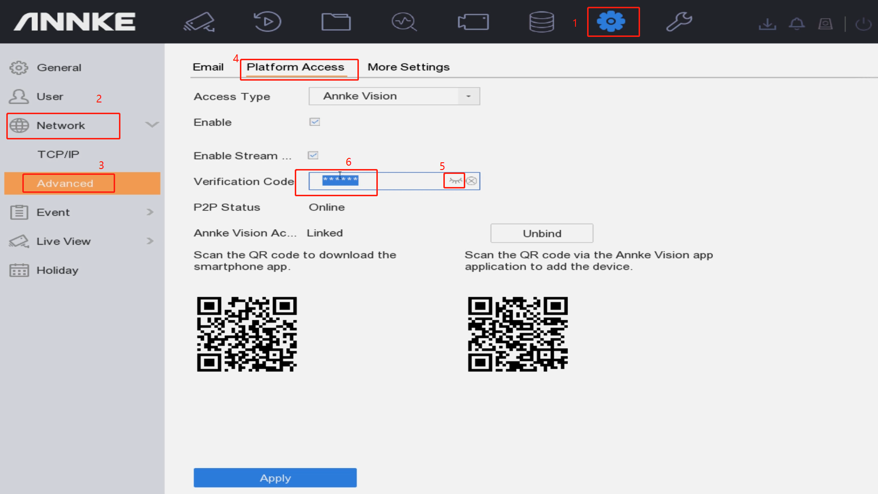 annke camera verification code