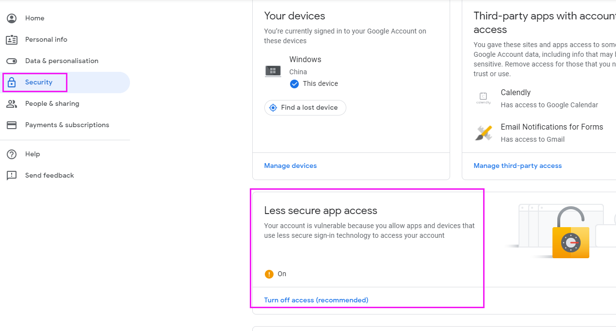 How to Turn on the "Less secure apps" in Gmail account? ANNKE Help