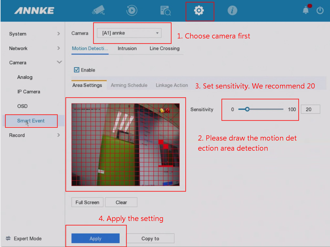 annke motion detection setup